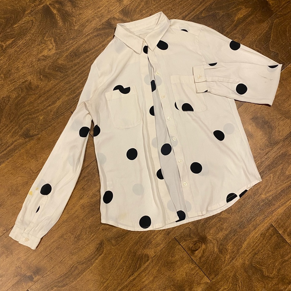 Polka-dots long sleeves blouse